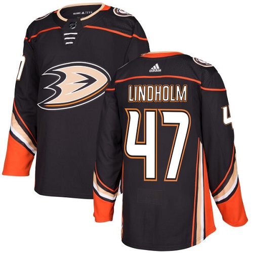 Adidas Ducks #47 Hampus Lindholm Black Home Authentic Stitched NHL Jersey - Click Image to Close